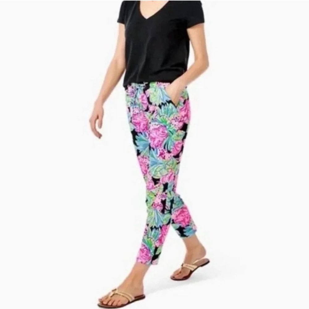 Lilly Pulitzer Emora Knit Pants Small Onyx Jaguar Jungle